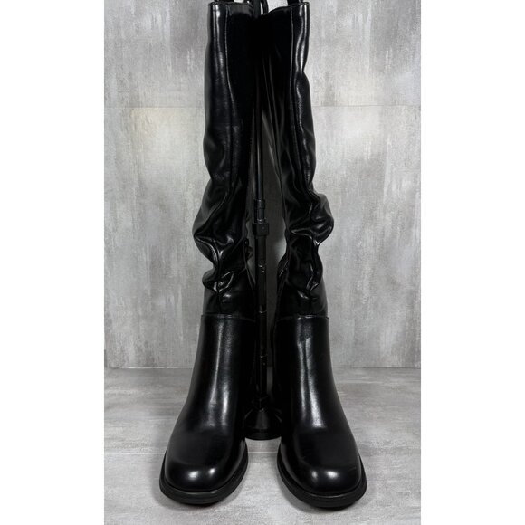 Women's Black knee-High Slouchy Block Heel Side-Zip Boots Shoe Size‎ 11-NEW - Picture 2 of 8